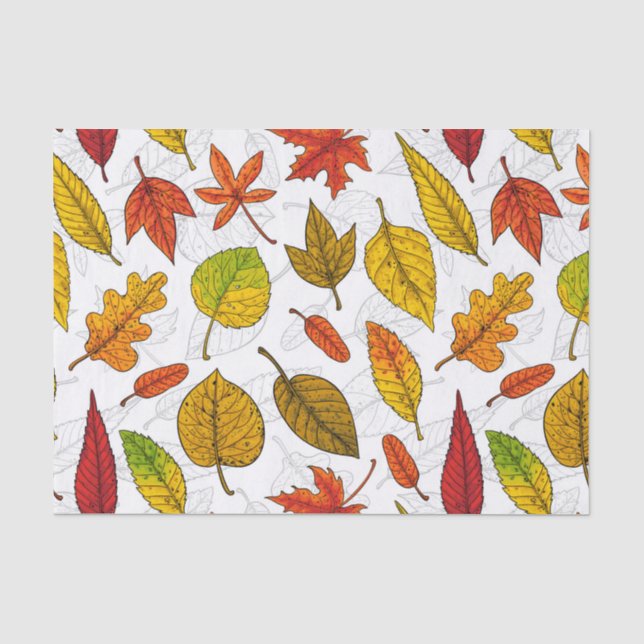 Autumn leaves on white tissue paper (Front)