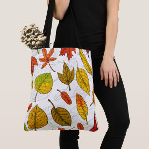 Autumn leaves on white tote bag