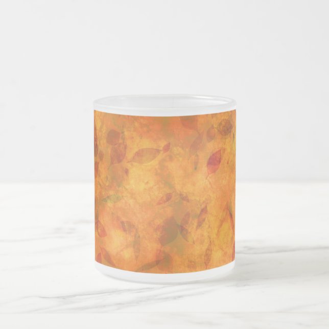 Autumn leaves orange abstract frosted mug (Center)