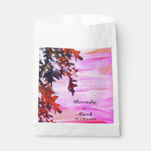 Autumn Leaves Orange Pink Swirl Wedding Party Favour Bags