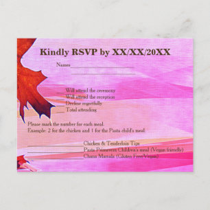 Autumn Leaves Orange Swirl Pink RSVP Menu Postcard