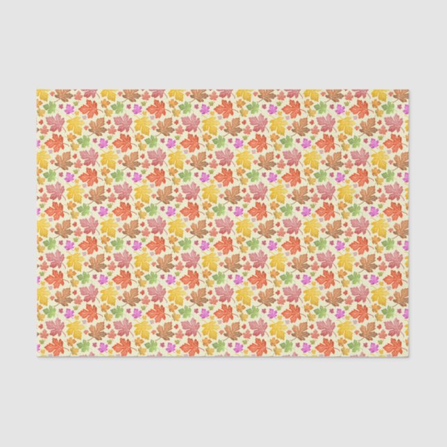 Autumn Leaves Painted Fall Maple Leaf Pattern Tissue Paper (Front)