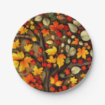 Autumn Leaves Paper Plate