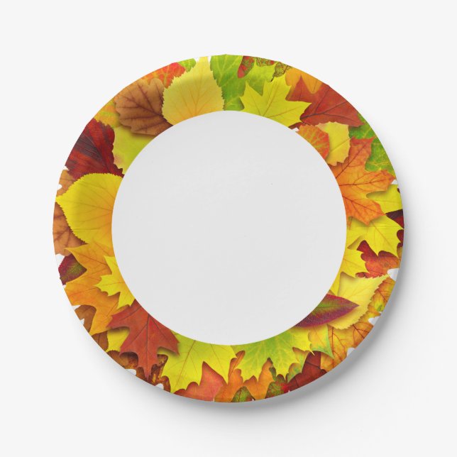 Autumn leaves paper plate (Front)