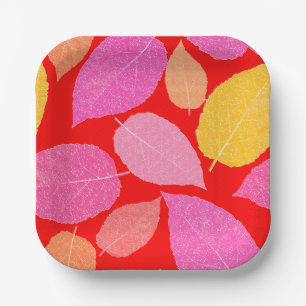 Autumn leaves . paper plate