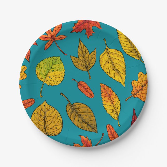 Autumn leaves paper plate (Front)