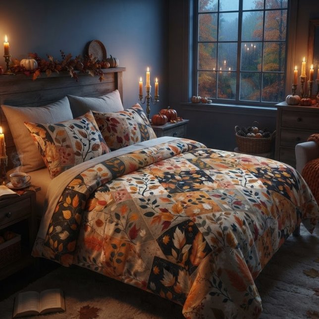 Autumn Leaves Patchwork. Fleece Blanket (Creator Uploaded)
