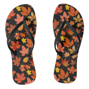 Autumn Leaves Pattern 01x4b Black BG Jandals