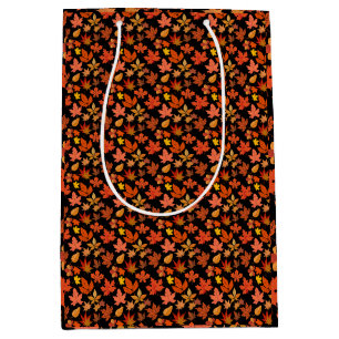 Autumn Leaves Pattern 01x4b Black BG Medium Gift Bag