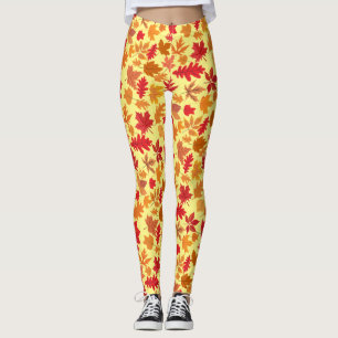 Autumn leaves pattern 02 L Yellow BG Leggings