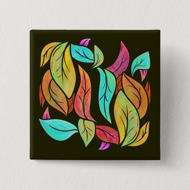 Autumn leaves pattern 15 cm square badge (Front)