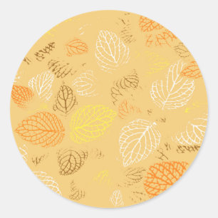 Autumn, Leaves Pattern 4 Classic Round Sticker