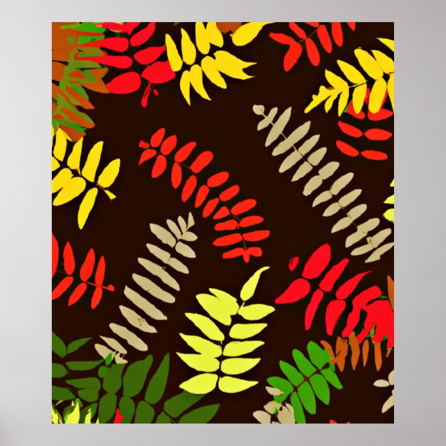 Autumn Leaves Pattern Art Poster (Front)