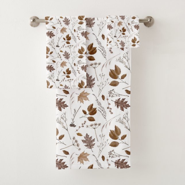 Autumn Leaves Pattern Bath Towel Set (Insitu)
