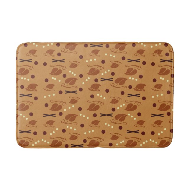 Autumn Leaves Pattern Burnt Orange Bath Mat (Front)