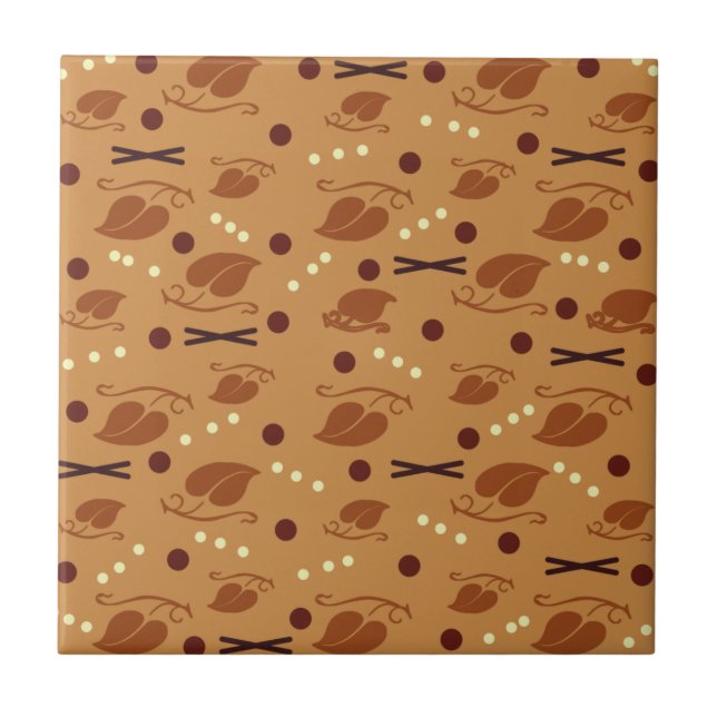 Autumn Leaves Pattern Burnt Orange Tile (Front)