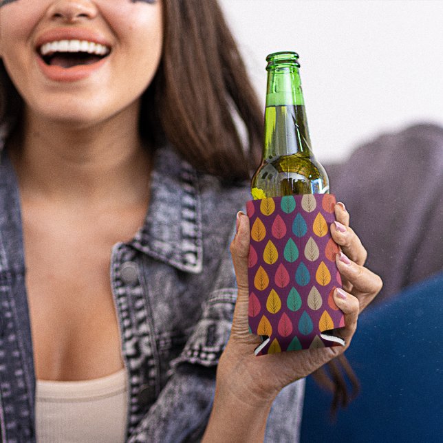 Autumn Leaves Pattern  Can Cooler (leaves can cooler)