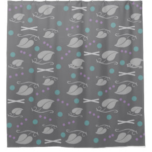 Autumn Leaves Pattern Grey Colourful Shower Curtain