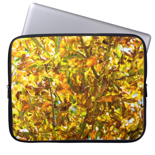 Autumn leaves pattern laptop sleeve (Front)