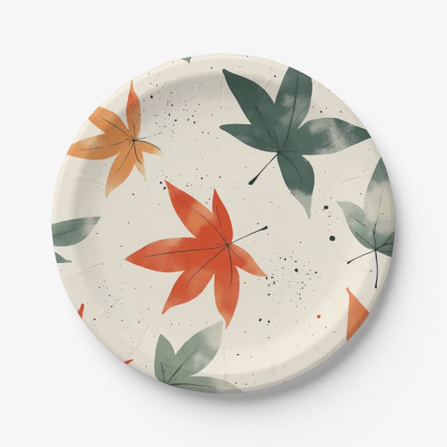 Autumn Leaves Pattern Paper Plate (Front)