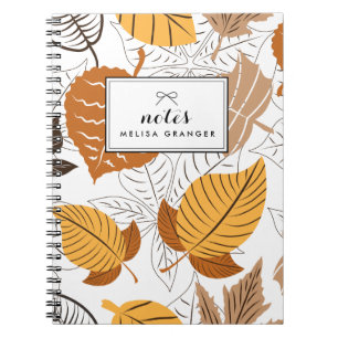 Autumn Leaves Pattern Personalised Notebook