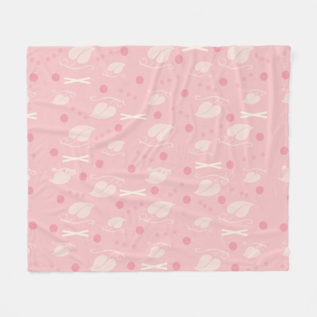 Autumn Leaves Pattern Pink Vanilla Fleece Blanket (Front (Horizontal))