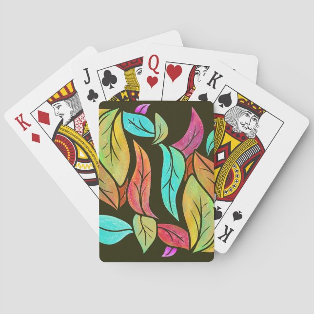 Autumn leaves pattern playing cards (Back)