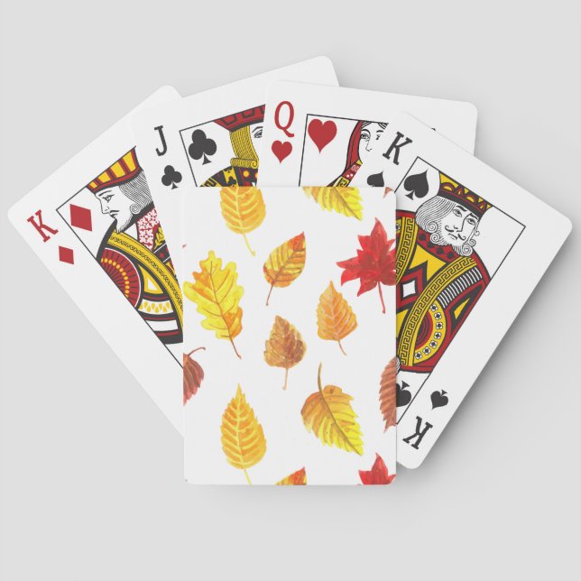 Autumn leaves pattern playing cards (Back)