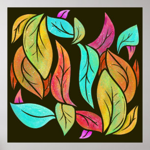 Autumn leaves pattern poster