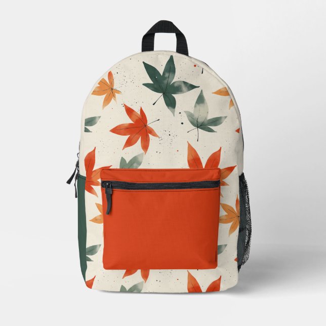 Autumn Leaves Pattern Printed Backpack (Front)