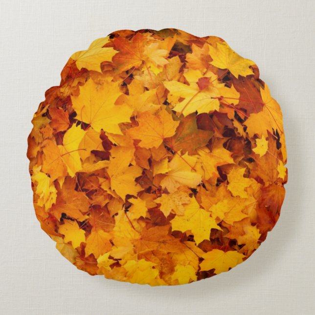 Autumn Leaves Pattern Round Cushion (Front)