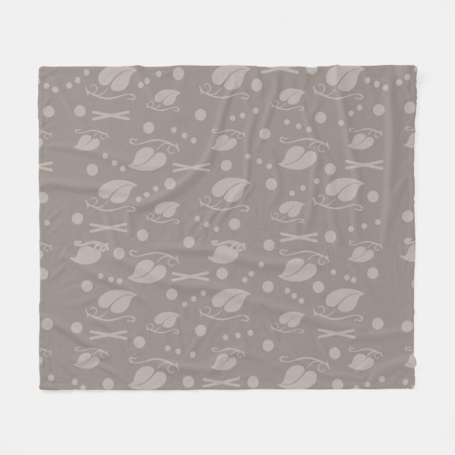 Autumn Leaves Pattern Taupe Fleece Blanket (Front (Horizontal))