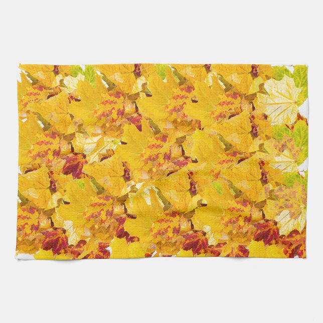 Autumn leaves pattern tea towel (Horizontal)