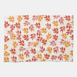 Autumn Leaves Pattern Tea Towel