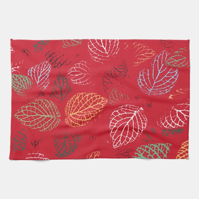 Autumn, Leaves Pattern Tea Towel (Horizontal)