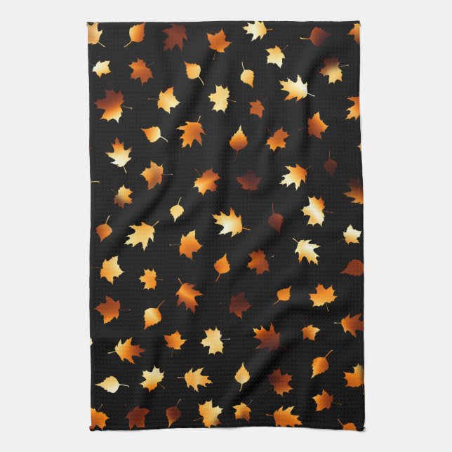 Autumn Leaves Pattern Tea Towel (Vertical)