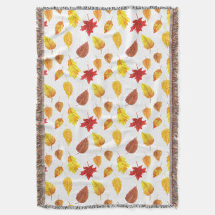 Autumn leaves pattern throw blanket