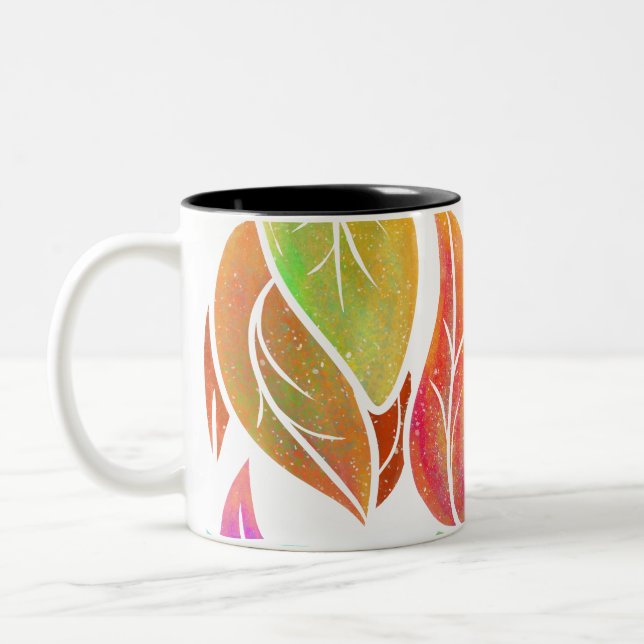Autumn leaves pattern Two-Tone coffee mug (Left)