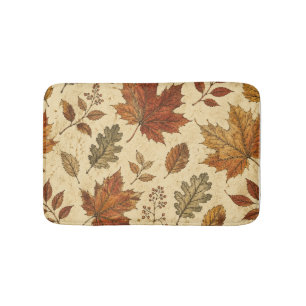 Autumn Leaves Pattern – Vintage Fall Botanical Bath Mat