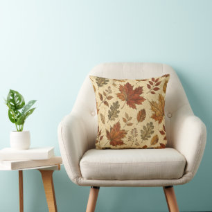 Autumn Leaves Pattern – Vintage Fall Botanical Cushion