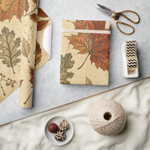 Autumn Leaves Pattern – Vintage Fall Botanical Wrapping Paper