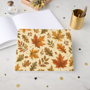 Autumn Leaves Pattern Watercolor Fall Foliage Guest Book