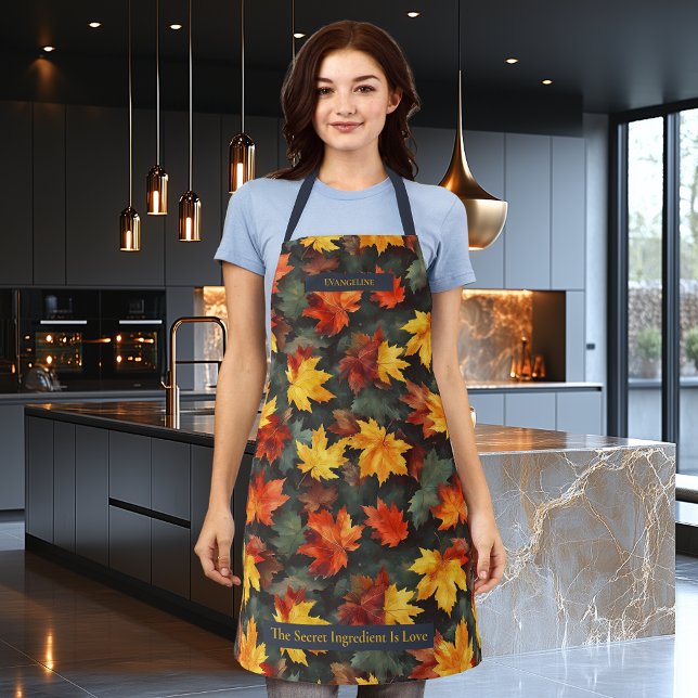 Autumn Leaves Pattern with Personalised Touch  Apron (Creator Uploaded)