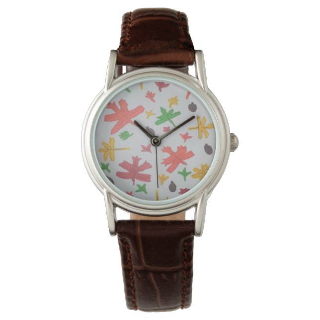 Autumn Leaves Pattern Wrist Watch (Front)