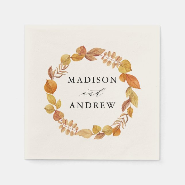 Autumn Leaves | Personalised Wedding Napkin (Front)