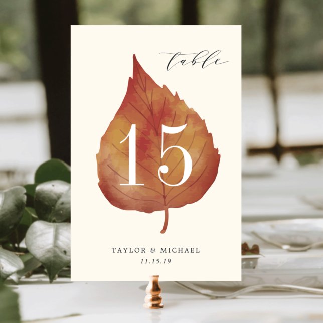 Autumn Leaves | Personalized Table Number Card (Creator Uploaded)