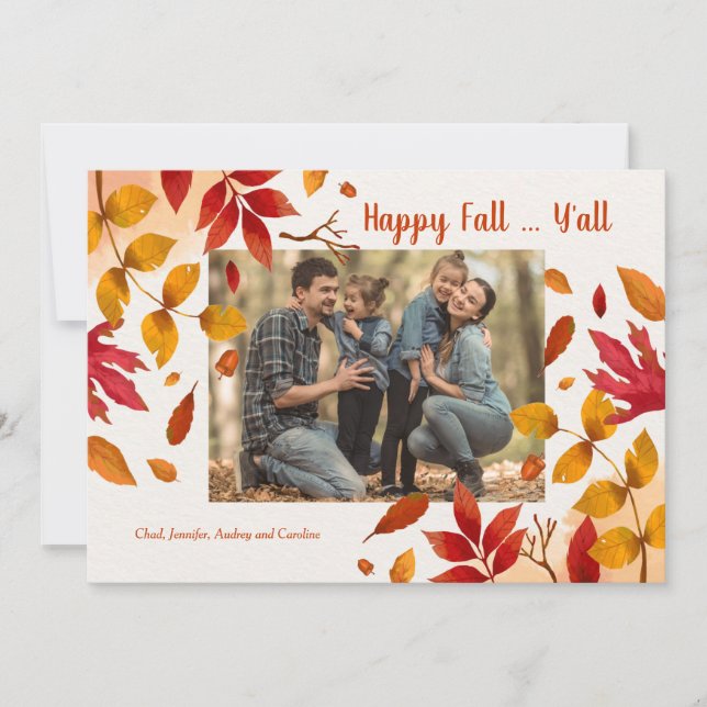 Autumn Leaves Photo Frame Card Horizontal (Front)
