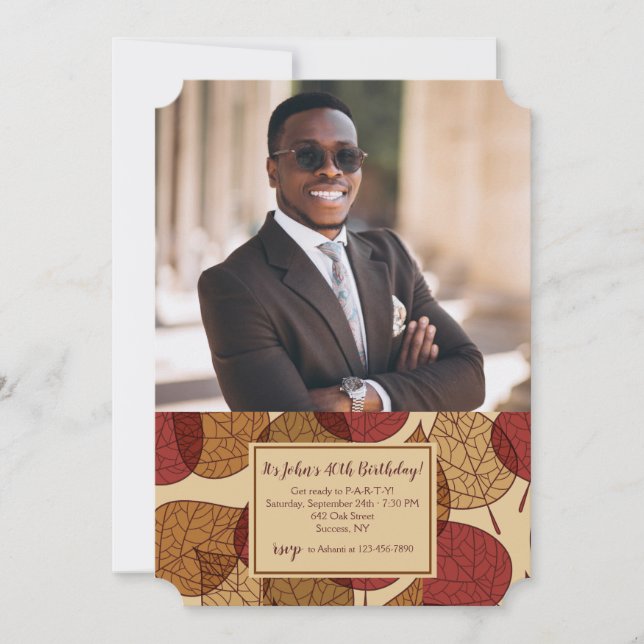 Autumn Leaves Photo Invitation (Front)
