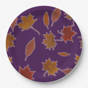 Autumn Leaves Photographic on Custom Colour Paper Plate