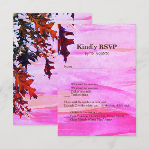 Autumn Leaves Pink Swirl RSVP Menu Card